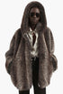 Emma Faux Fur Hooded Jacket - Brown Melange